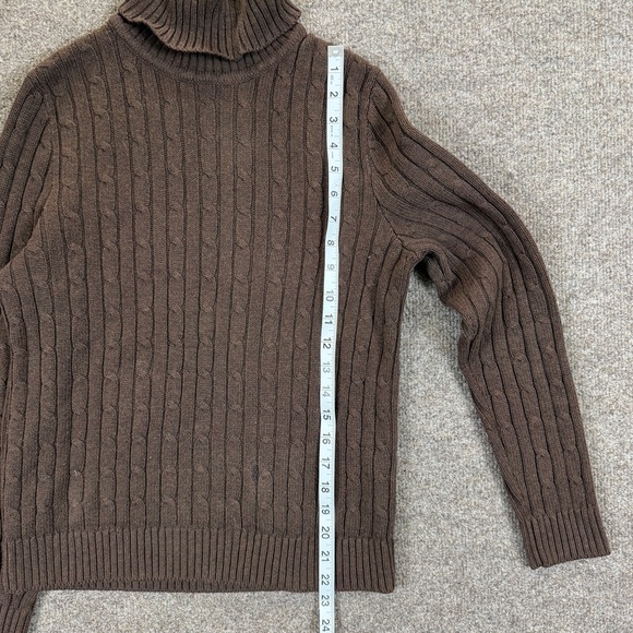Vintage Jeanne Pierre Brown Cableknit Pullover Sweater Women’s S 100% Cotton 90s - Picture 8 of 11
